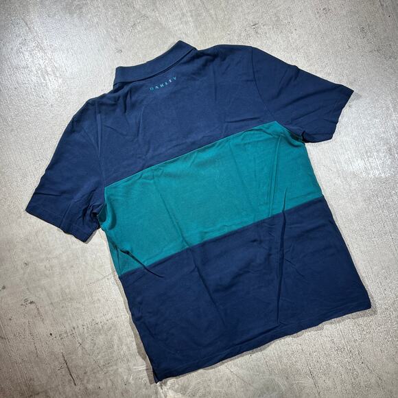 Y2K Oakley Golf Polo Shirt XL Navy Teal - Picture 2 of 7